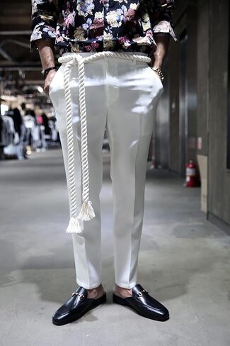 Mens Rope Belt Fashion Gothic Style Twisted Shape Thick Adjustable Cotton Ivory in Saudi Arabia