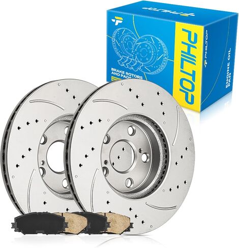 PHILTOP 55093+D1160 Front Disc Brake Rotor and Ceramic Brake Pad Set Kit For Malibu 2009-2012, G6 2006-2010, Aura 2007-2009, Brake Kit, 6pcs in Saudi Arabia