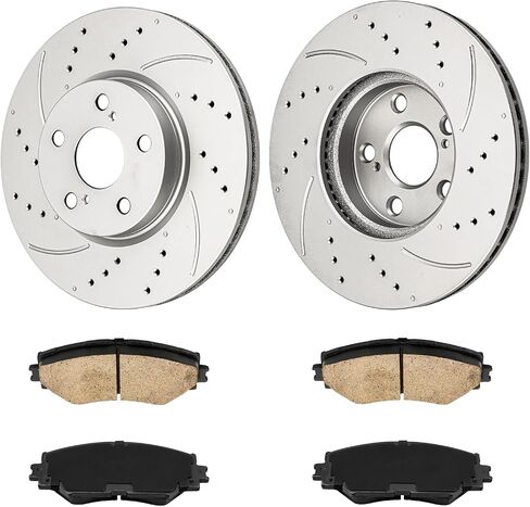 PHILTOP 55093+D1160 Front Disc Brake Rotor and Ceramic Brake Pad Set Kit For Malibu 2009-2012, G6 2006-2010, Aura 2007-2009, Brake Kit, 6pcs in Saudi Arabia
