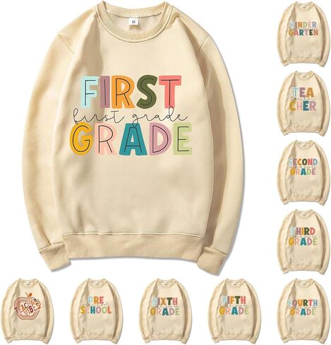اليوم الأول من قميص المدرسة القمصان الطويلة القمصان CREWNECK خطاب طباعة SWESTSHIRT K-6 الصف العودة إلى الزي المدرسي in Saudi Arabia