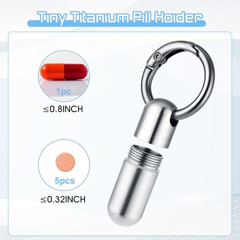 Small Pill Case Keychain Portable Tiny Pill Container Waterproof Titanium Pocket Pill Organizer Tiny Pill Holder Bottle Carabiner Clip Pill Holder Bottle for Outdoor Camping Travel Purse in Saudi Arabia