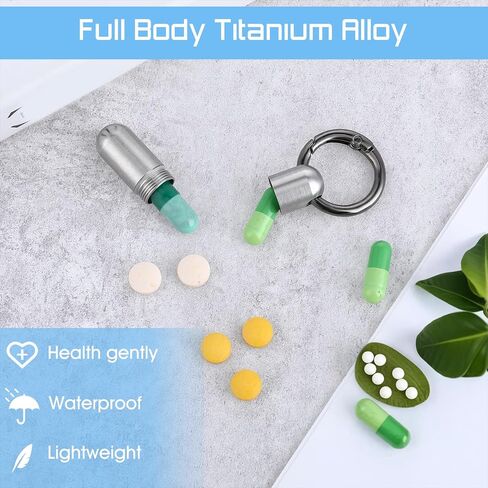 Small Pill Case Keychain Portable Tiny Pill Container Waterproof Titanium Pocket Pill Organizer Tiny Pill Holder Bottle Carabiner Clip Pill Holder Bottle for Outdoor Camping Travel Purse in Saudi Arabia