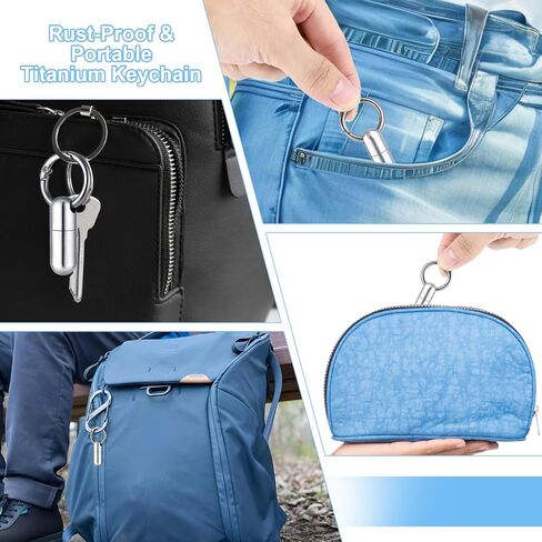 Small Pill Case Keychain Portable Tiny Pill Container Waterproof Titanium Pocket Pill Organizer Tiny Pill Holder Bottle Carabiner Clip Pill Holder Bottle for Outdoor Camping Travel Purse in Saudi Arabia