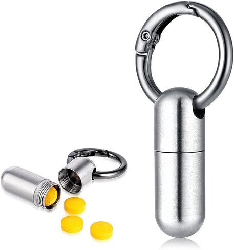 Small Pill Case Keychain Portable Tiny Pill Container Waterproof Titanium Pocket Pill Organizer Tiny Pill Holder Bottle Carabiner Clip Pill Holder Bottle for Outdoor Camping Travel Purse in Saudi Arabia