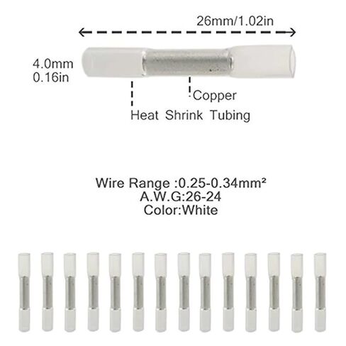 100pcs Wire Connector Heat Shrink Butt Crimp Terminal Sealed Butt Wire Direct Sale Waterproof Fully Insulated in Kuwait