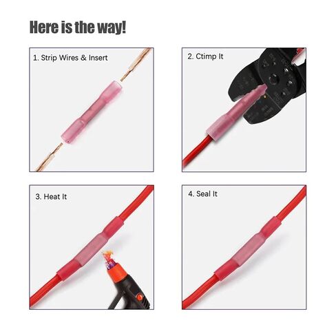 100pcs Wire Connector Heat Shrink Butt Crimp Terminal Sealed Butt Wire Direct Sale Waterproof Fully Insulated in Kuwait