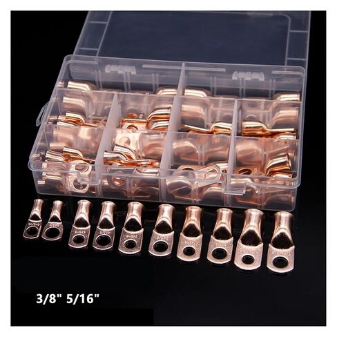 30-Piece SC Bare Copper Connector Battery Crimp Terminal Cable Lug Ring Connector 8 4 2 0/1 AWG in Kuwait