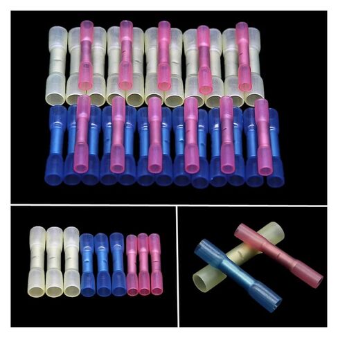 25-Pack 22-10AWG Electrical Heat Shrink Sealed Butt Crimp Insulated Waterproof Electrical Wire Connector Assortment in Kuwait