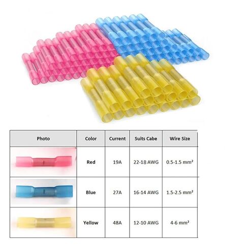 25-Pack 22-10AWG Electrical Heat Shrink Sealed Butt Crimp Insulated Waterproof Electrical Wire Connector Assortment in Kuwait