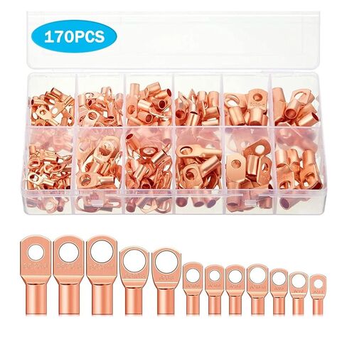 170 PCS Copper Ring Terminal Lug Battery Cable End Crimp Terminal Wire Connector Automotive SC Terminal AWG 4-12 in Kuwait