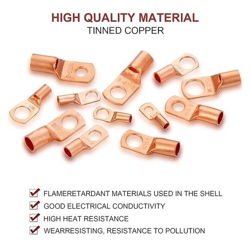 170 PCS Copper Ring Terminal Lug Battery Cable End Crimp Terminal Wire Connector Automotive SC Terminal AWG 4-12 in Kuwait