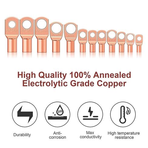 170 PCS Copper Ring Terminal Lug Battery Cable End Crimp Terminal Wire Connector Automotive SC Terminal AWG 4-12 in Kuwait