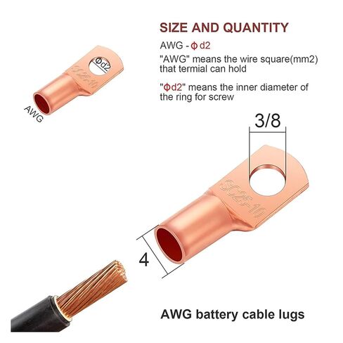 170 PCS Copper Ring Terminal Lug Battery Cable End Crimp Terminal Wire Connector Automotive SC Terminal AWG 4-12 in Kuwait