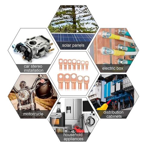 170 PCS Copper Ring Terminal Lug Battery Cable End Crimp Terminal Wire Connector Automotive SC Terminal AWG 4-12 in Kuwait