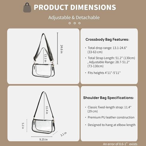 Clear Crossbody Bag for Stadium Events Approved, Small Purse HandBags Cute Shoulder Bag for Sports Concerts in Saudi Arabia