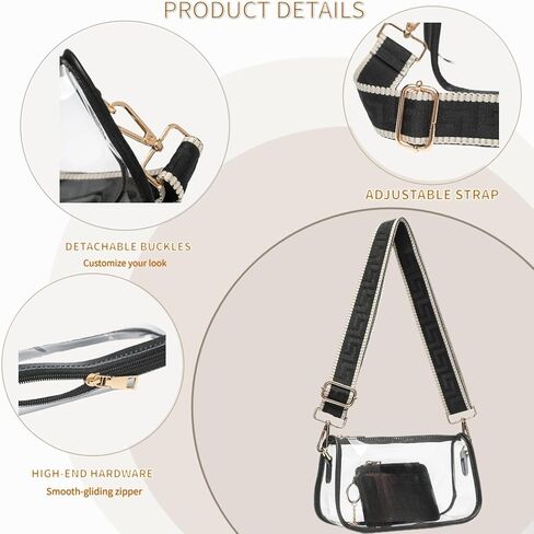 Clear Crossbody Bag for Stadium Events Approved, Small Purse HandBags Cute Shoulder Bag for Sports Concerts in Saudi Arabia
