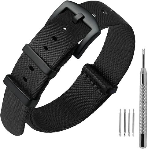 ANNEFIT Military Nylon Watch Band for Men Women, Replacement Watch Straps 18mm 20mm 22mm with Silver Black Stainless Steel Buckle in Kuwait