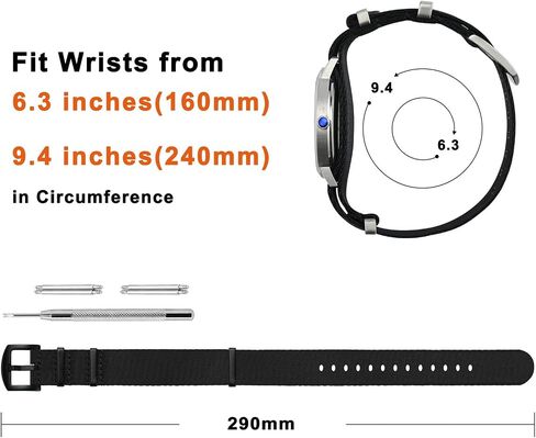 ANNEFIT Military Nylon Watch Band for Men Women, Replacement Watch Straps 18mm 20mm 22mm with Silver Black Stainless Steel Buckle in Kuwait