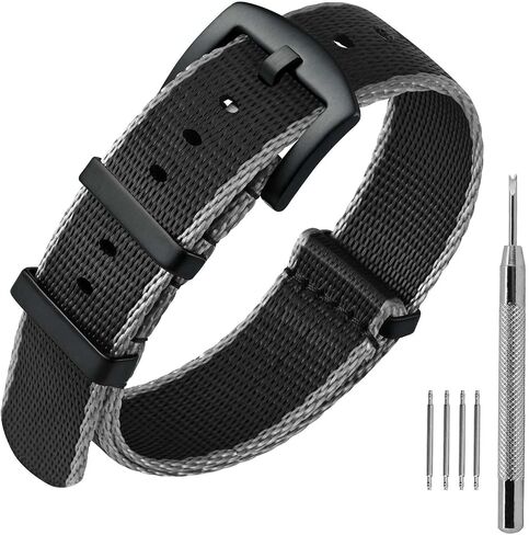 ANNEFIT Military Nylon Watch Band for Men Women, Replacement Watch Straps 18mm 20mm 22mm with Silver Black Stainless Steel Buckle in Kuwait