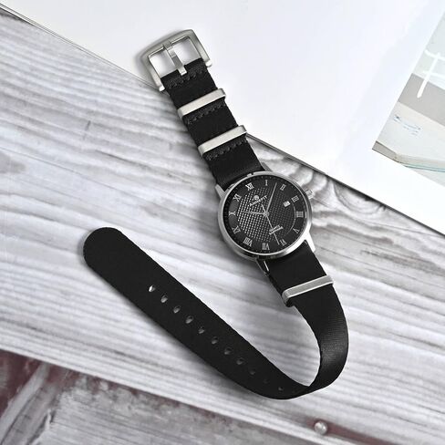 ANNEFIT Military Nylon Watch Band for Men Women, Replacement Watch Straps 18mm 20mm 22mm with Silver Black Stainless Steel Buckle in Kuwait
