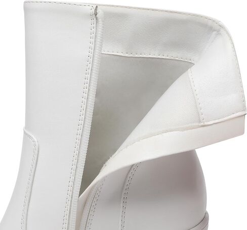 Women's Mid Calf Boots with Zipper, Square Toe Ankle Boots with Chunky Block Heel in Saudi Arabia