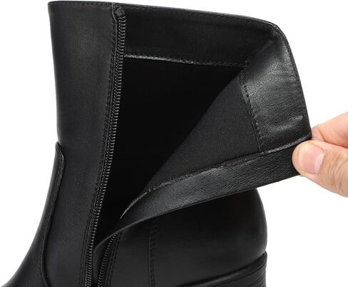 Women's Mid Calf Boots with Zipper, Square Toe Ankle Boots with Chunky Block Heel in Saudi Arabia