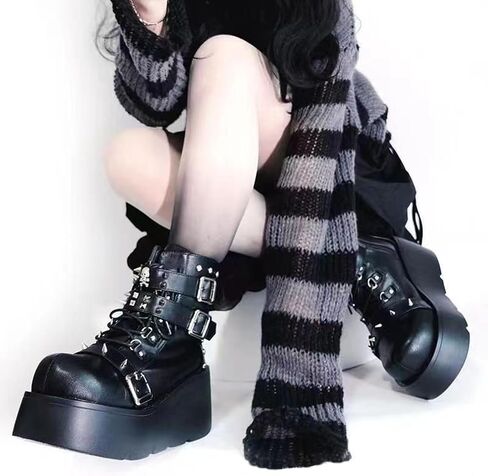 Zkxyffs Womens Goth Cogle Booties chunky High Heel Lace Up Zipper Combat Boots Punk Bunk Boots Protcycle Platform in Kuwait