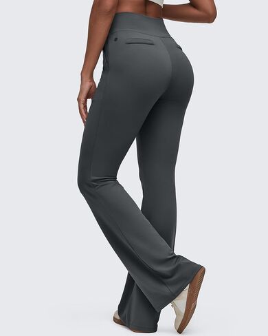 G4Free BareFeel Flare Yoga Pants Women High Waisted Bootcut Leggings with Pockets Dress Work Pant Petite/Regular/Tall in Saudi Arabia