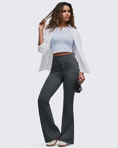 G4Free BareFeel Flare Yoga Pants Women High Waisted Bootcut Leggings with Pockets Dress Work Pant Petite/Regular/Tall in Saudi Arabia