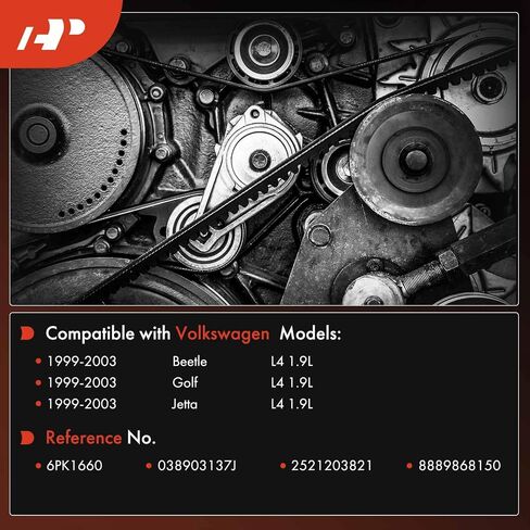 A -Premium Engine Drive Drive Belt متوافق مع فولكس واجن - 1999-2003 - جيتا ، الجولف ، بيتل ، L4 1.9L in Saudi Arabia