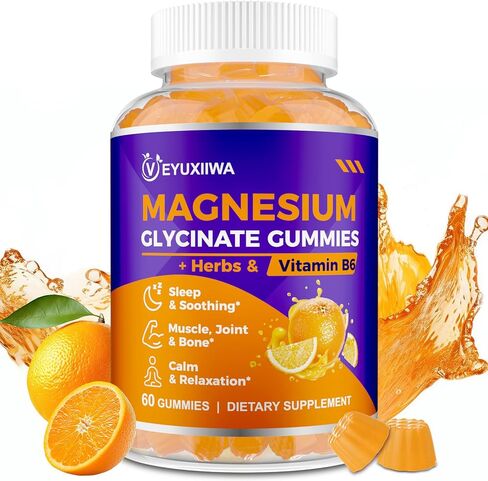 Glycinate glycinate gummies 2000mg ، magnesium gummies للبالغين مع المغنيسيوم l-threonate ، ashwagandha & b6 للعضلات والعظام ، المغنيسيوم l-threonate gummies للاسترخاء والطاقة ، نباتي-60 العد in Kuwait