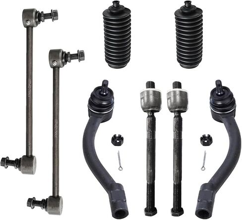 Detroit Axle - 10pc مجموعة التعليق الأمامية لعام 2011-2016 Hyundai Elantra 2012 2013 2014 ، 2 Struts Ready ، 4 Rods Inner & Outer Tie ، وربطان من شريط التأثير ، و 2 أحذية ، وتجمعات صدمات بديلة ، in Saudi Arabia