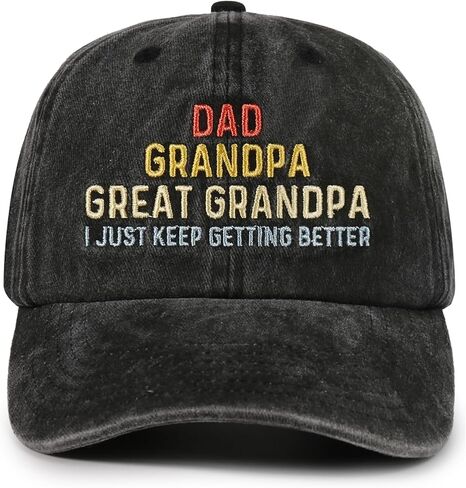 InnoBeta Great Grandpa Gifts Cap for Men, Adjustable Baseball Cap, I Just Keep Getting Better in Saudi Arabia