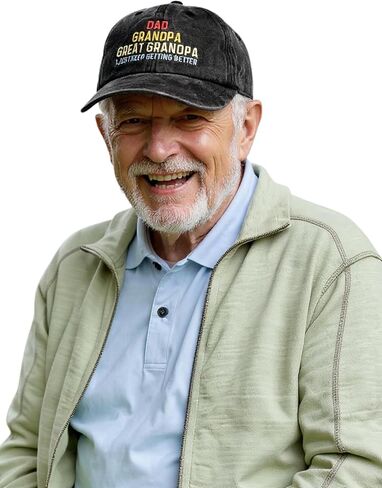 InnoBeta Great Grandpa Gifts Cap for Men, Adjustable Baseball Cap, I Just Keep Getting Better in Saudi Arabia