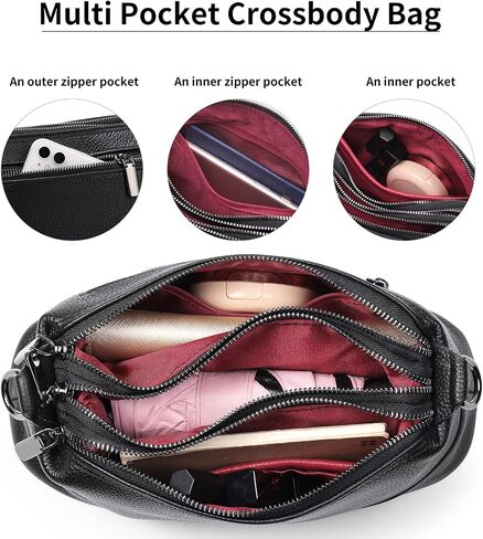 أكياس Gaekeao Crossbody للنساء صغيرات صليب الجسم حقيبة جلدية حقيقية حقيبة حقيبة مع حزام قابل للتعديل in Kuwait