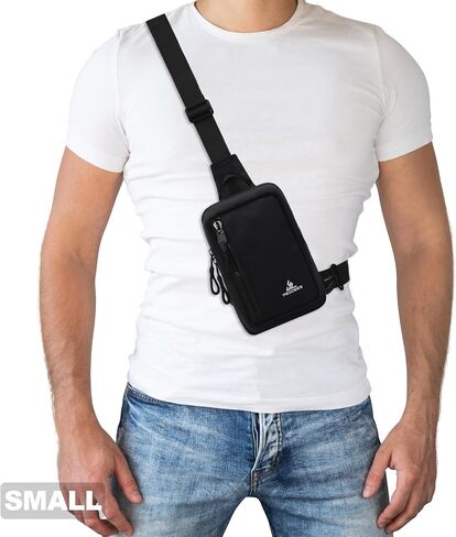 Peicees Small Crossbody Bag for Men Women Mini Sling Bag Travel Running Phone Daypack Cross Body Shoulder Bags, 2 Sizes in Saudi Arabia
