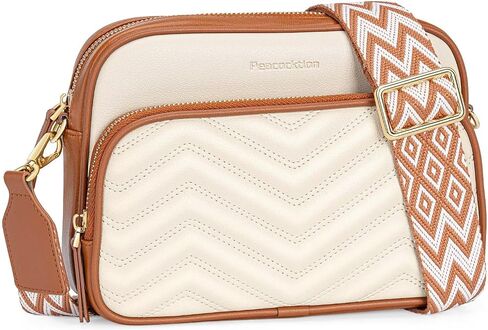 Peacocktion Crossbody Bags for Women Travel Quilted Vegan Leather Small Cross Body Purses Shoulder Handbags with Wide Strap in Kuwait