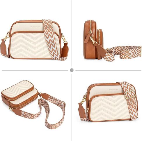 Peacocktion Crossbody Bags for Women Travel Quilted Vegan Leather Small Cross Body Purses Shoulder Handbags with Wide Strap in Kuwait