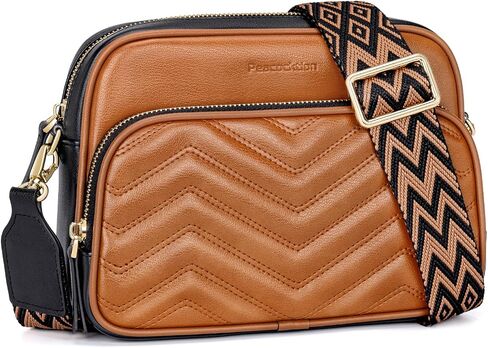 Peacocktion Crossbody Bags for Women Travel Quilted Vegan Leather Small Cross Body Purses Shoulder Handbags with Wide Strap in Kuwait