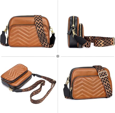 Peacocktion Crossbody Bags for Women Travel Quilted Vegan Leather Small Cross Body Purses Shoulder Handbags with Wide Strap in Kuwait