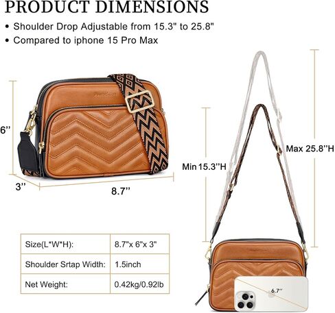 Peacocktion Crossbody Bags for Women Travel Quilted Vegan Leather Small Cross Body Purses Shoulder Handbags with Wide Strap in Kuwait