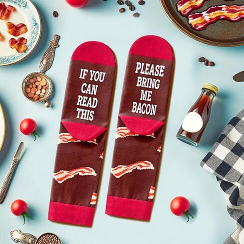 Zmart Food Drink Gifts للرجال نساء - هدايا لحم الخنزير المقدد لأمي أبي ، مضحك قول الجوارب بوربون in Kuwait
