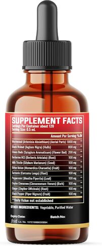 Wormwood Liquid Drops - Wormwood Extract Tincture with Black Walnut, Whole Cloves & 8 More Herbs - 2 Fl Oz for 60 Days Supply in Saudi Arabia