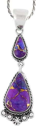 Turquoise Necklace 925 Sterling Silver & Genuine Gemstones Pendant with 20" Chain in Saudi Arabia