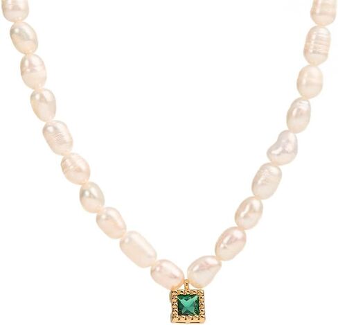 14K Gold Pearl Clavicle Necklace, Freshwater Pearl Beaded Necklace, Beautiful Women's Day, Birthday Gift for Wife,Girlfriend in Saudi Arabia