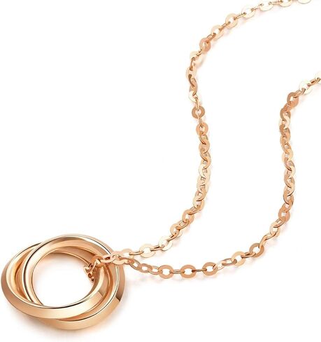 غنى تشاو غنت الذهب الدقيق 18K دائرة الذهب الصلب متشابك ، قلادة الحلقات للنساء 91873U | 18.5 بوصة ، (47 سم) in Saudi Arabia