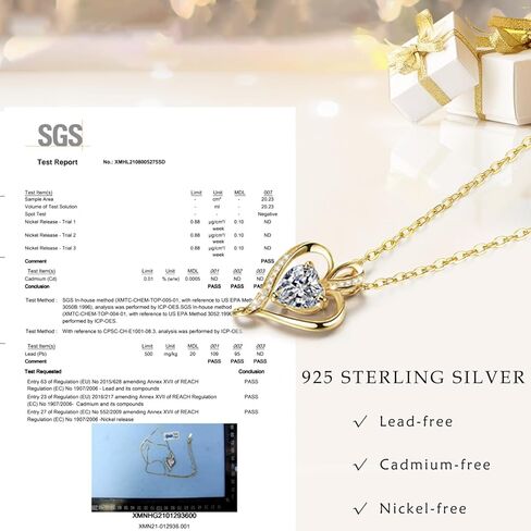 قلادة لافومو قلب المولد للنساء مجوهرات راقية 925 ستيرلنج الفضة القلمة القلادة الذروة القلادة هدايا عيد ميلاد صديقتها صديقتها أمي أمي سيدة الابنة سلسلة 18 "+2" in Kuwait