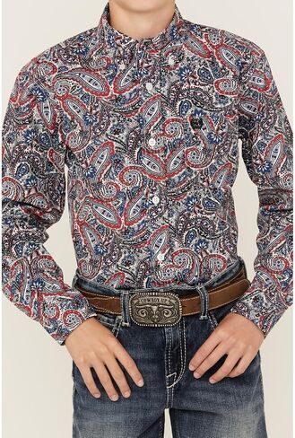 Cinch Western Shirt Boys L/S Paisley Print S Multi-Color MTW7060346 in Saudi Arabia
