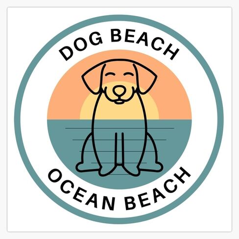 Dog Beach in Ocean Beach, California Window Water Bottle Bumper Sticker Decal 5" in Saudi Arabia
