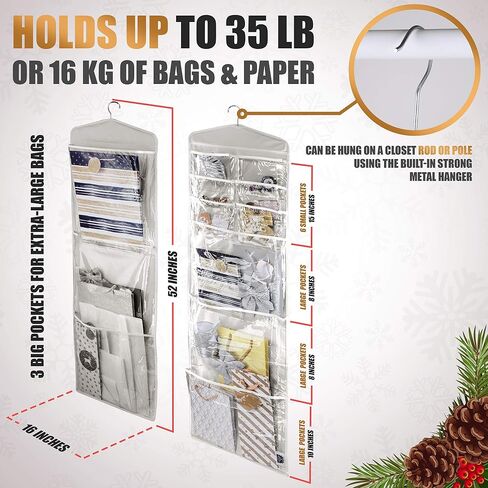 Large Double-Sided Hanging Gift Bag Organizer and Tissue Paper Holder (Black) in Saudi Arabia